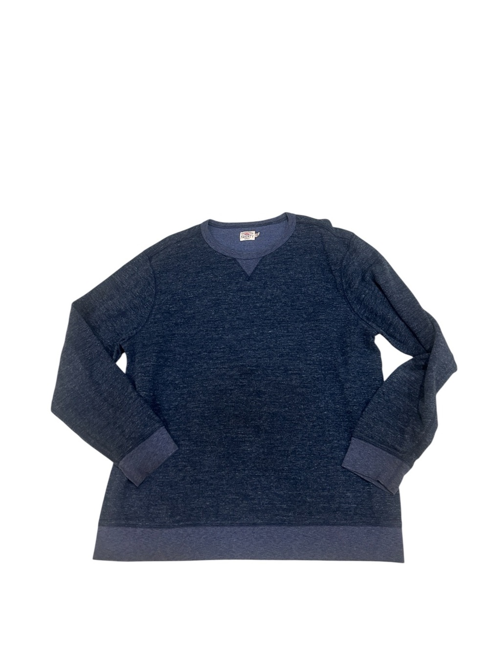 Faherty Men's Navy Blue Heathered organic cotton Crewneck Sweater sweatshirt xl